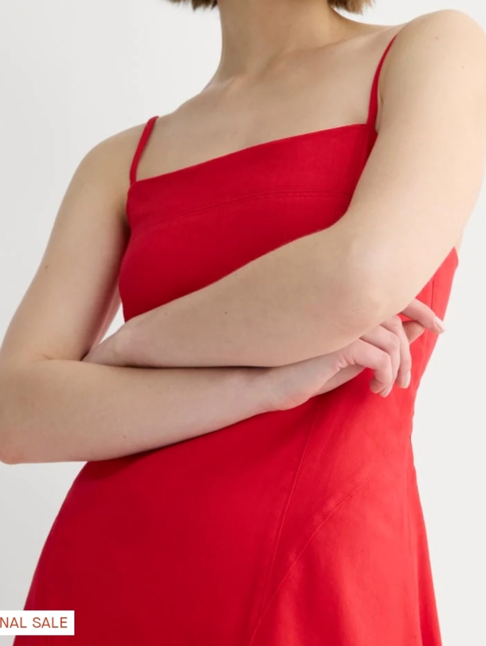 Nwt Everlane Red Stretch Linen Midi Dress 2 - Picture 3 of 10